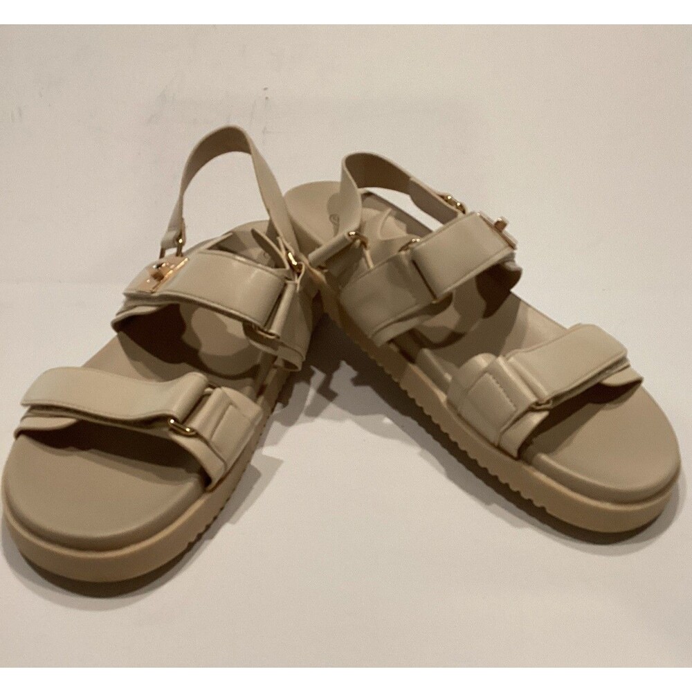 RIHERO Sandals Size 9 Easier Hook And Eye Closures And Comfort Beige